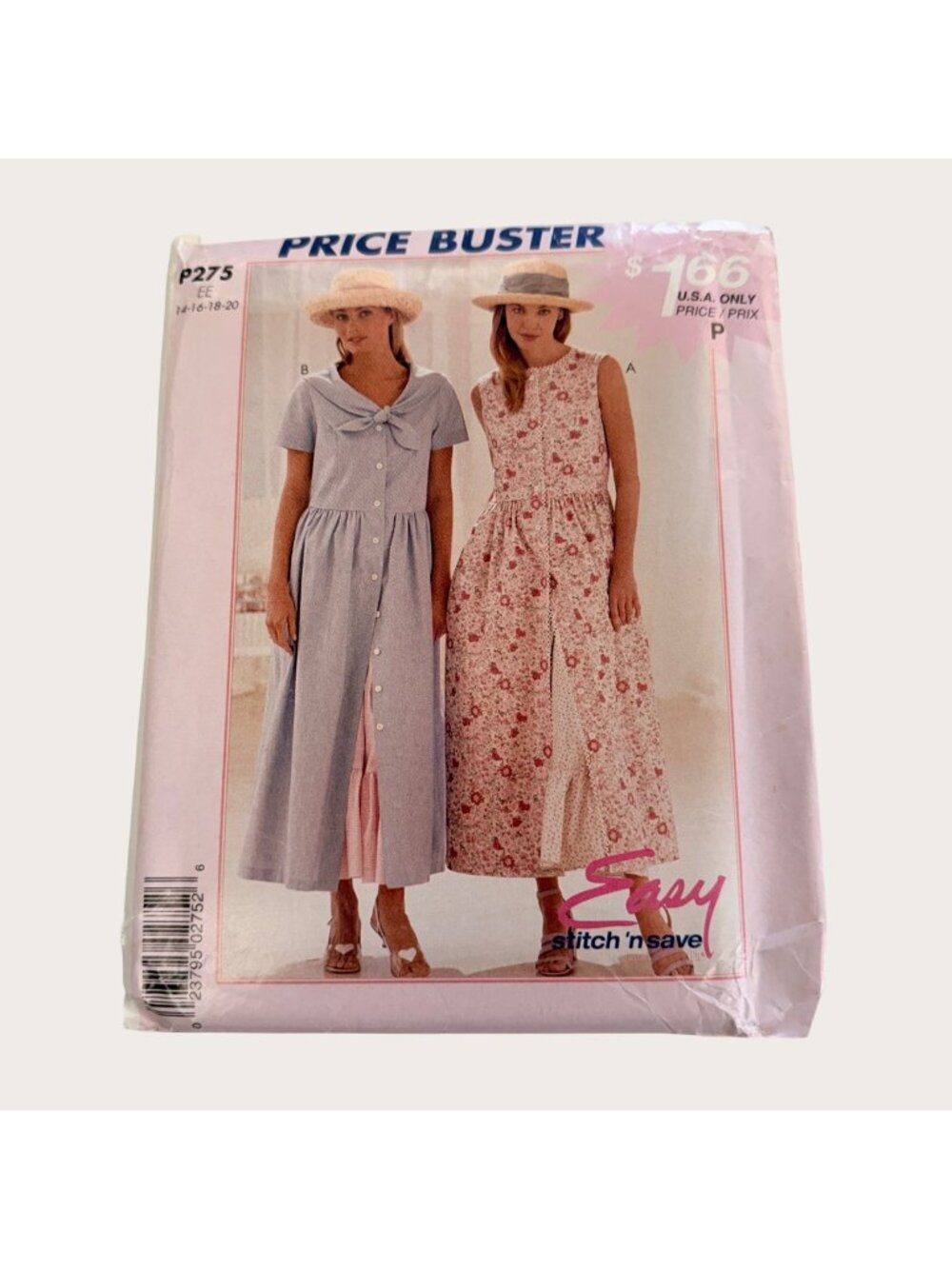 Vintage 1990s McCalls Sewing Pattern P275 Misses Dress and Petticoat Size 14-20